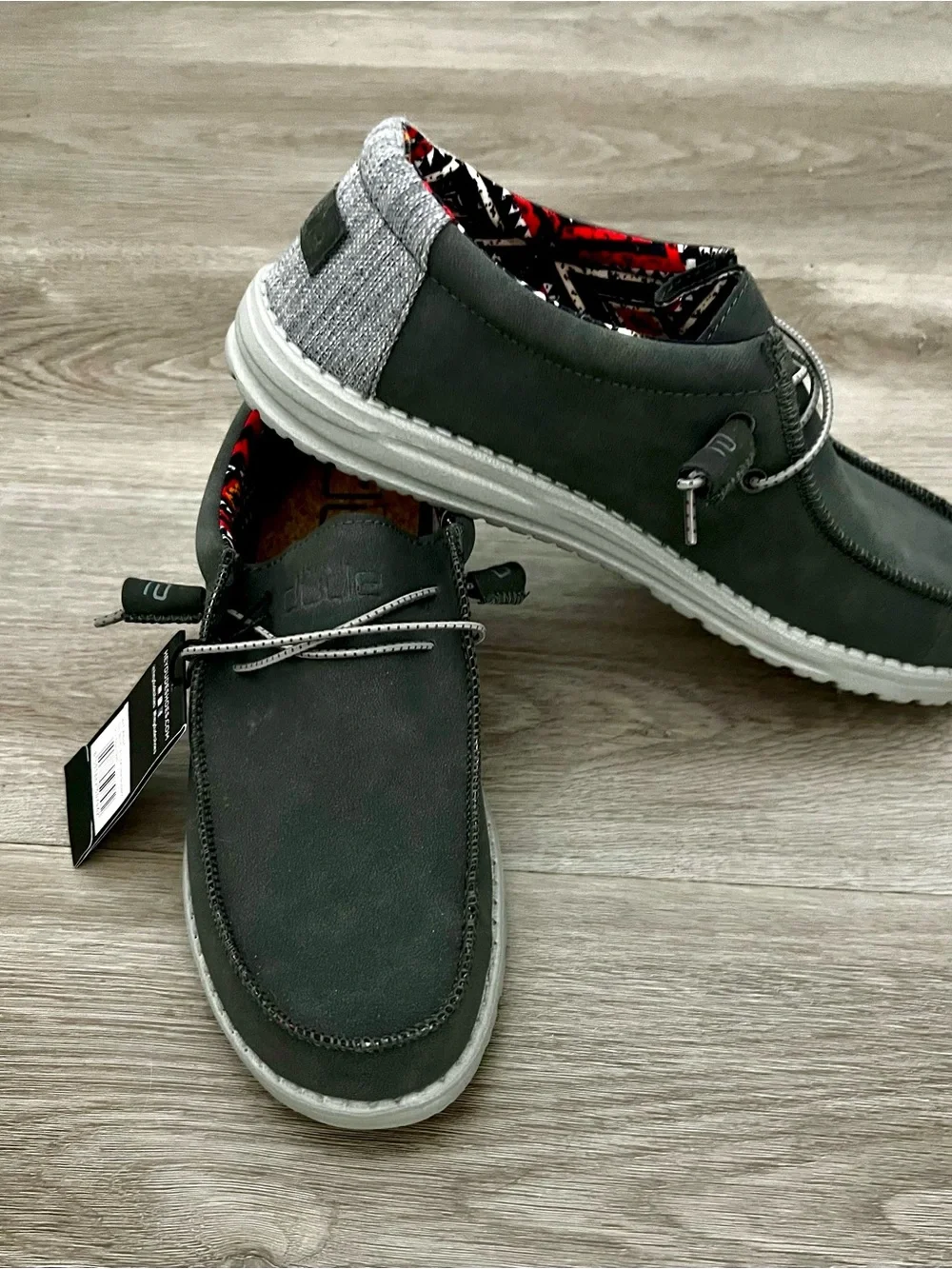 Hey Dude Men's Sueded  Gray Slip-On Shoes Size11